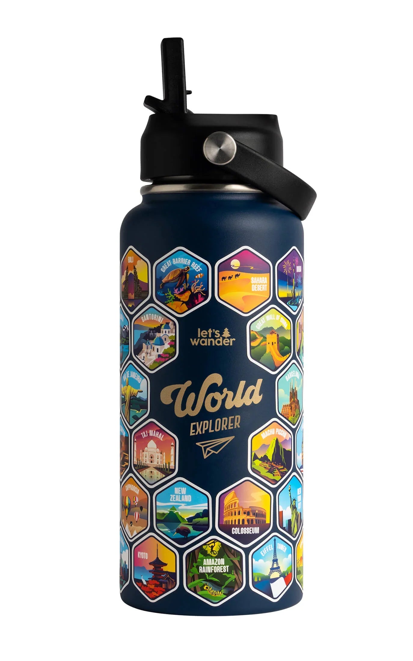 Lets Wander™ World Explorer Water Bottle + Sticker Set