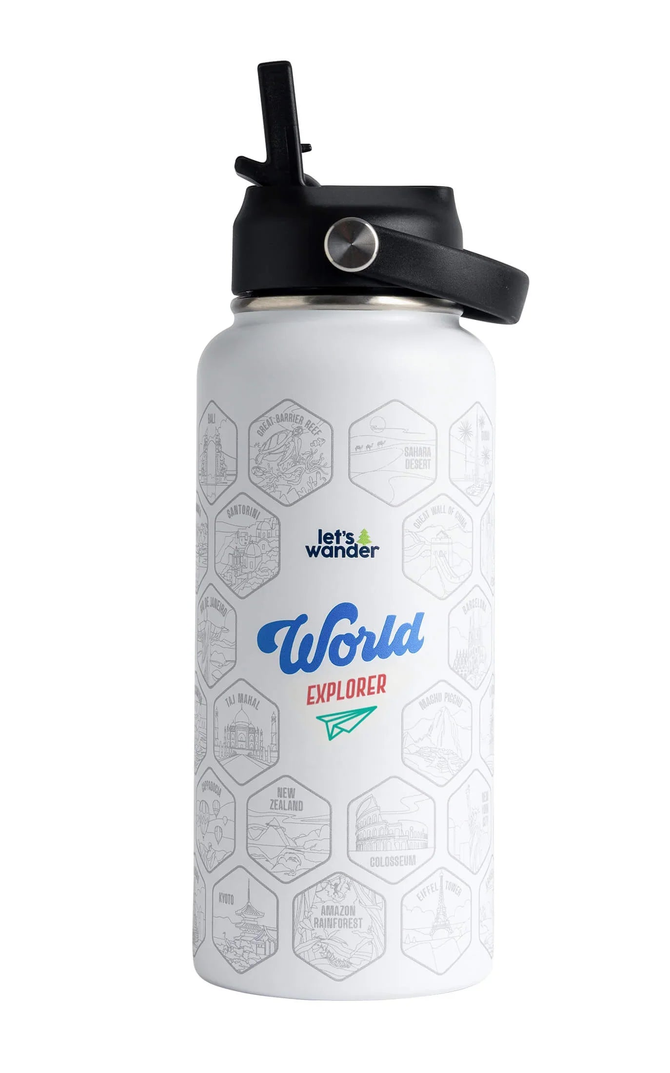 Lets Wander™ World Explorer Water Bottle + Sticker Set