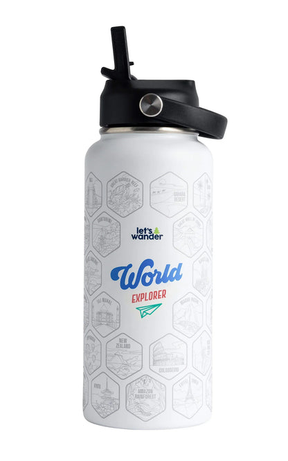 Lets Wander™ World Explorer Water Bottle + Sticker Set