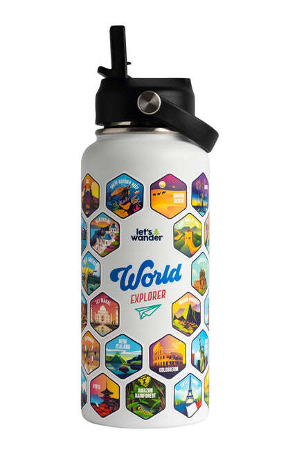 Lets Wander™ World Explorer Water Bottle + Sticker Set