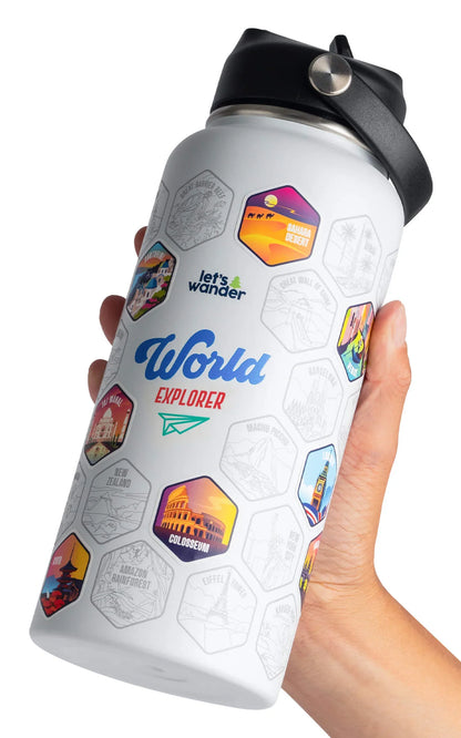Lets Wander™ World Explorer Water Bottle + Sticker Set