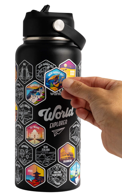 Lets Wander™ World Explorer Water Bottle + Sticker Set