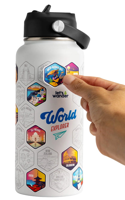 Lets Wander™ World Explorer Water Bottle + Sticker Set